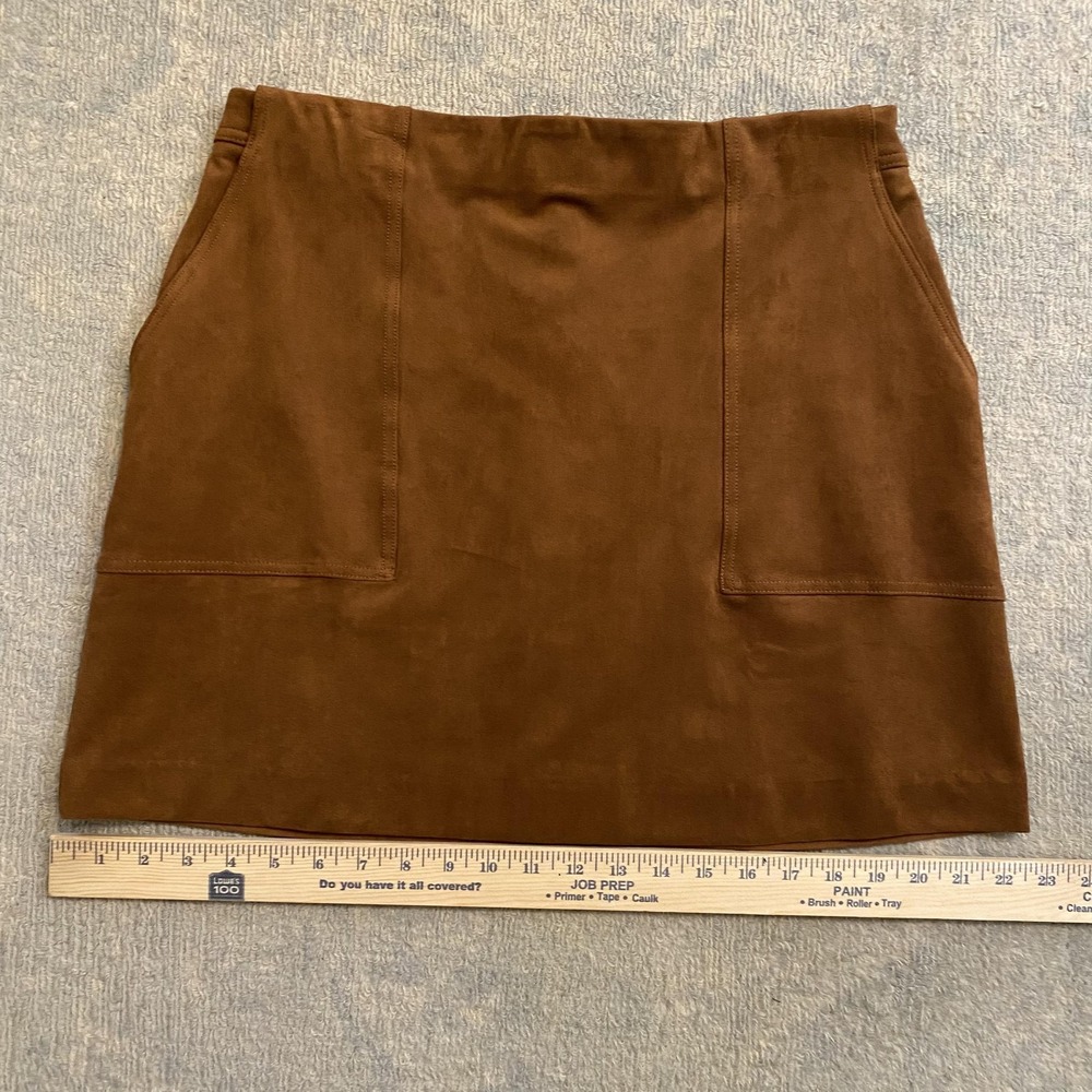 Banana Republic Skirt Womens 10 Brown Faux Suede Stretch A Line Mini Pockets - Picture 3 of 11